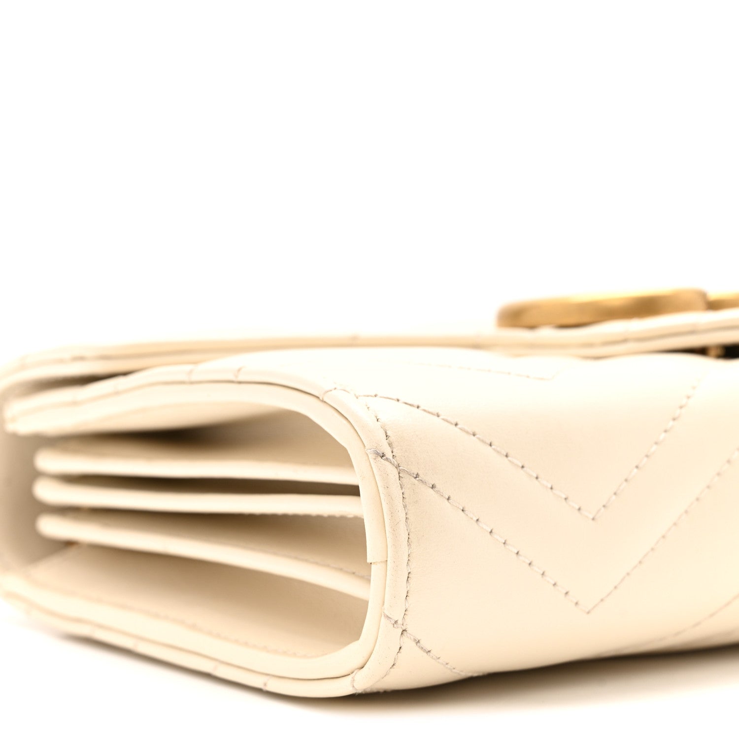 Gucci Calfskin Matelasse GG Marmont Chain Wallet Mystic White 9 of 10