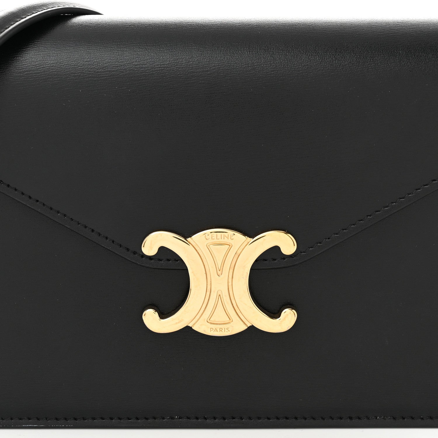 Celine Shiny Calfskin Triomphe Margo Wallet on Chain Black 7 of 10