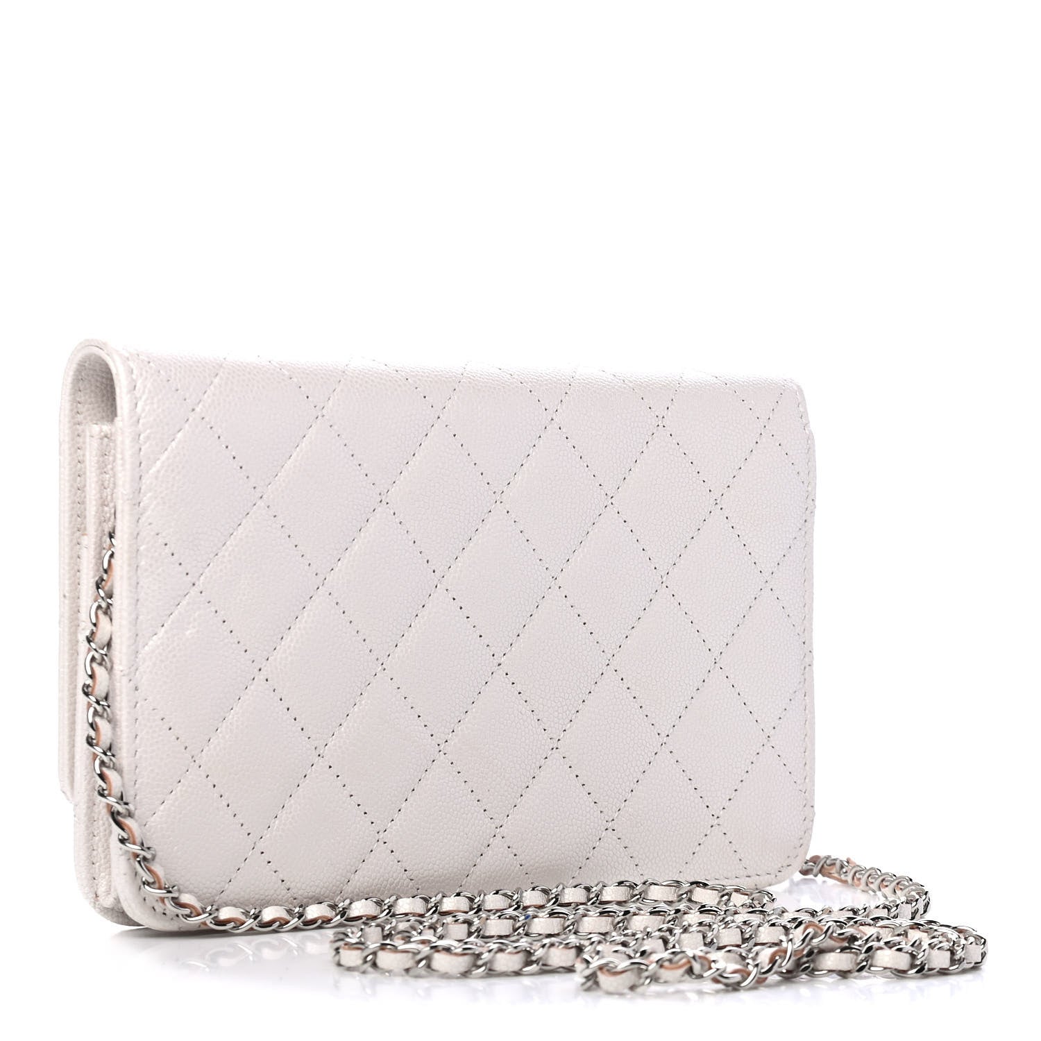 Chanel Iridescent Caviar Quilted Golden Class Wallet On Chain WOC White 2 of 4