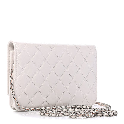 Chanel Iridescent Caviar Quilted Golden Class Wallet On Chain WOC White 2 of 4
