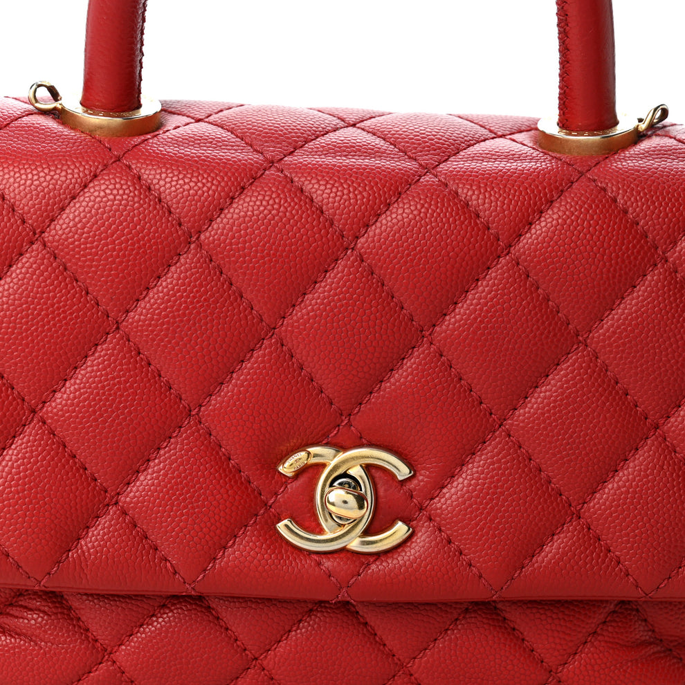 Chanel Caviar Quilted Mini Coco Handle Flap Red 2001655 – FASHIONPHILE