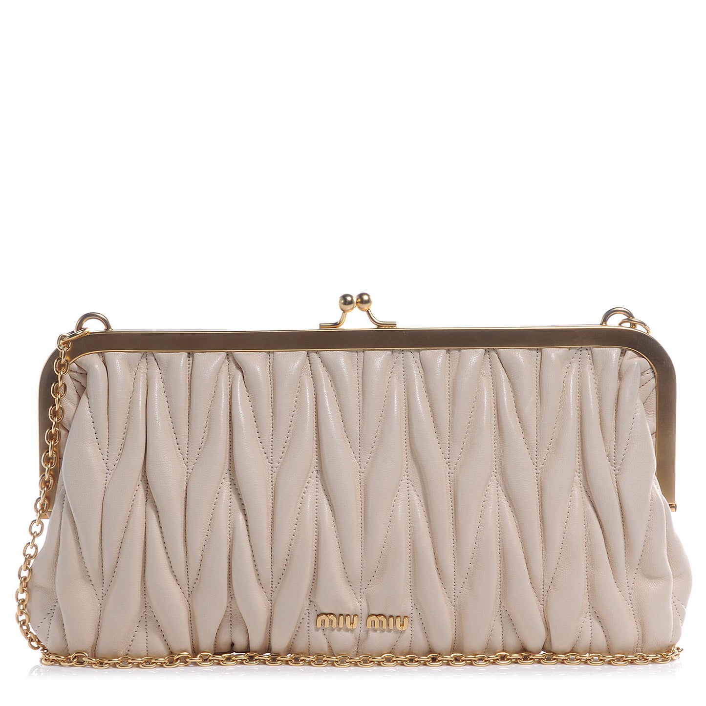 Leather Matelasse Lux Clutch Cream