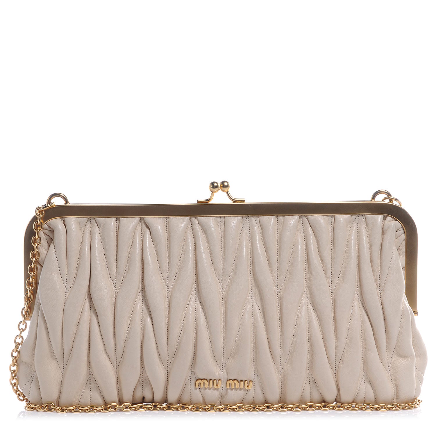 Miu Miu Leather Matelasse Lux Clutch Cream 1 of 8