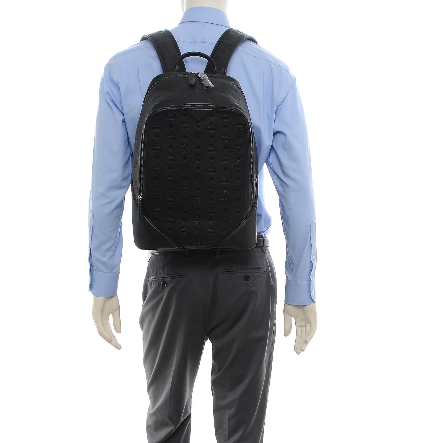 MCM Calfskin Ottomar Monogram Duke Backpack Black 2 of 8