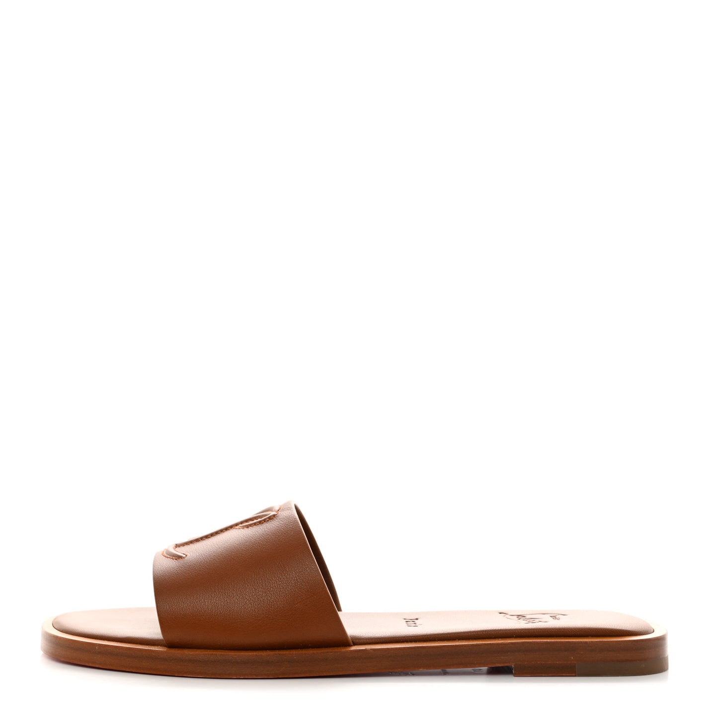 Calfskin Mule Flat Slides 37 Cuoio