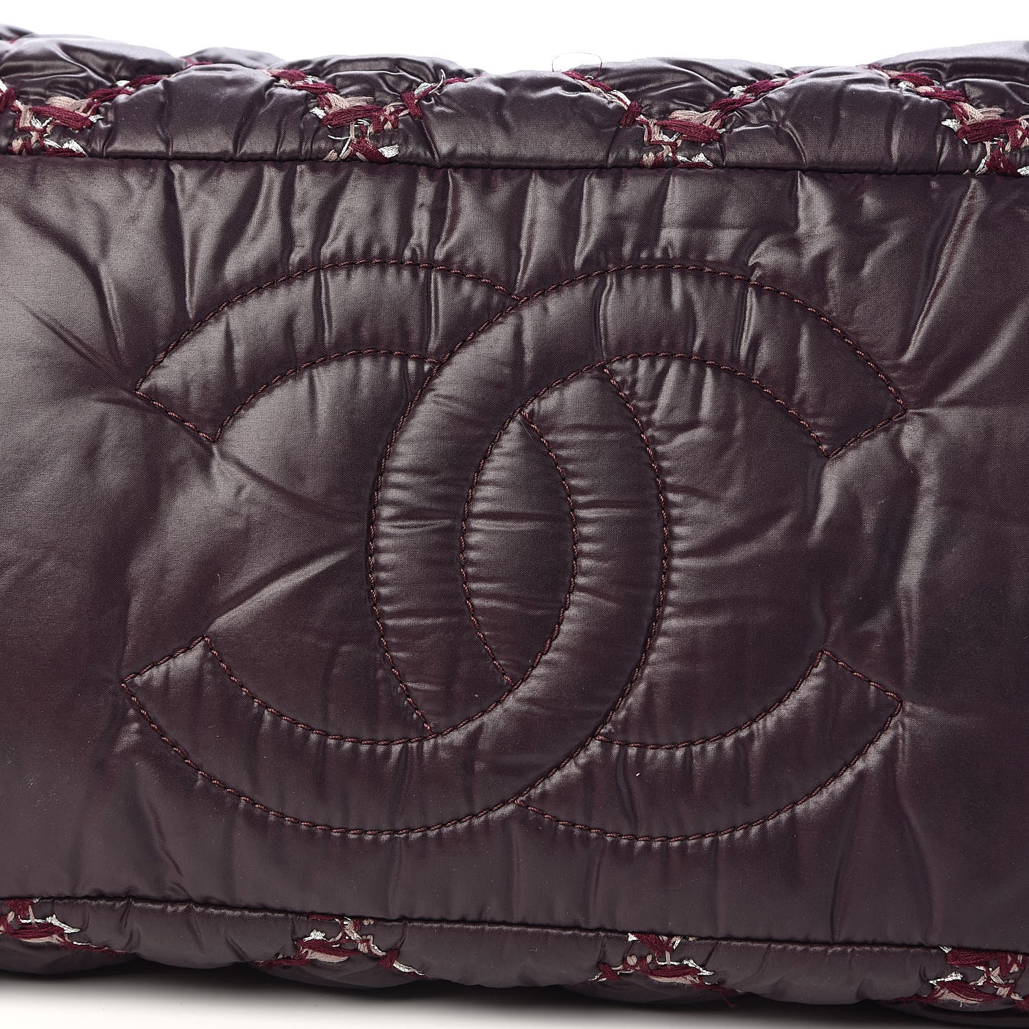 Chanel Nylon Quilted Tweed Stitch Bubble Tote Plum 14 of 15