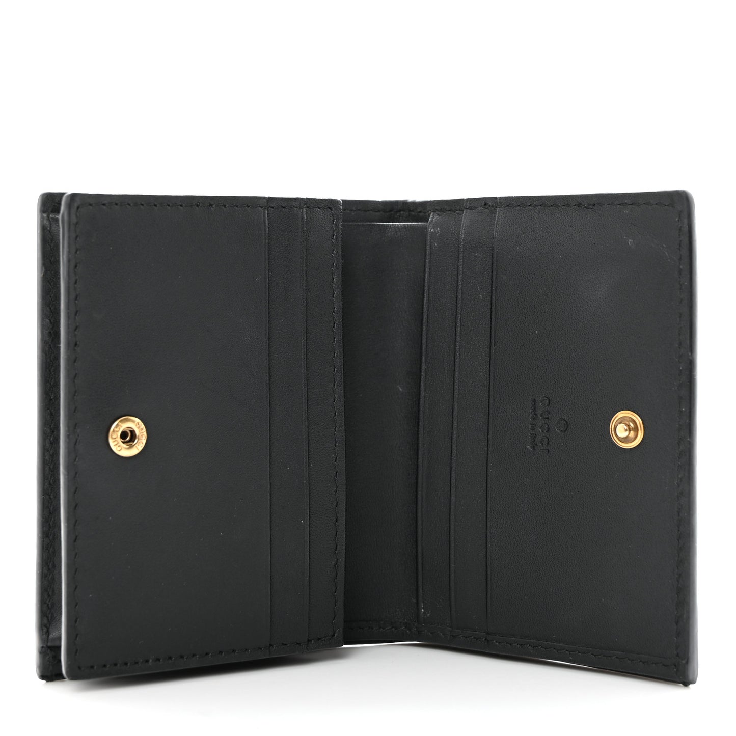 Calfskin Queen Margaret Card Case Wallet Black Mystic White