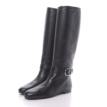 Gucci Calfskin Interlocking G Sachalin Riding Boots 38.5 Black 3 of 8