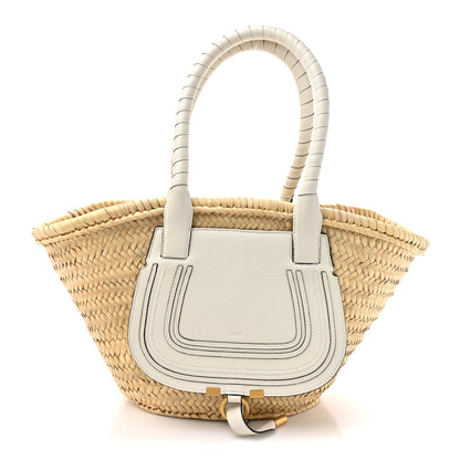 Chloe Raffia Grain Calfskin Medium Marcie Basket White 1 of 9