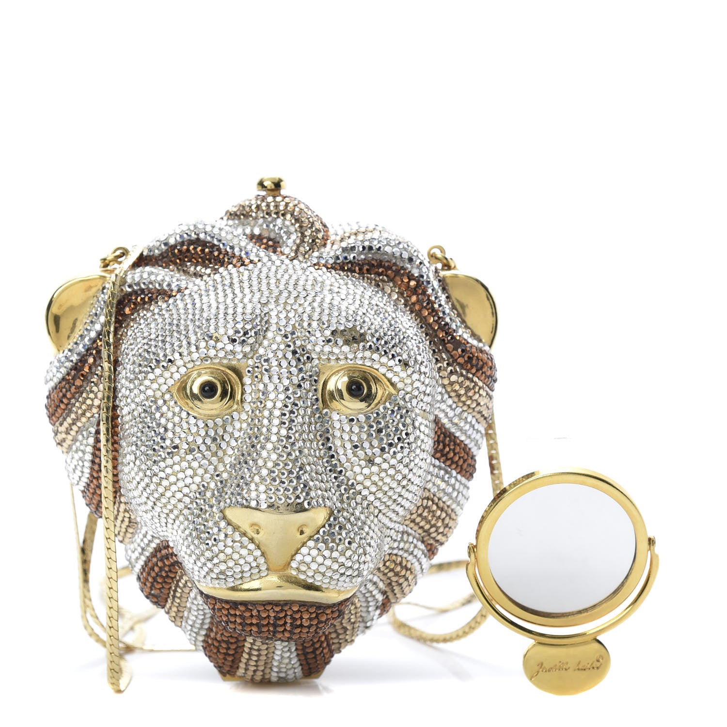 Judith Leiber Swarovski Crystal Lion King Minaudiere Clutch Silver Multicolor 1 of 15