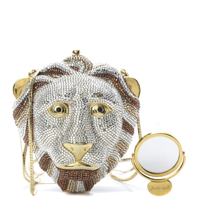 Judith Leiber Swarovski Crystal Lion King Minaudiere Clutch Silver Multicolor 1 of 15