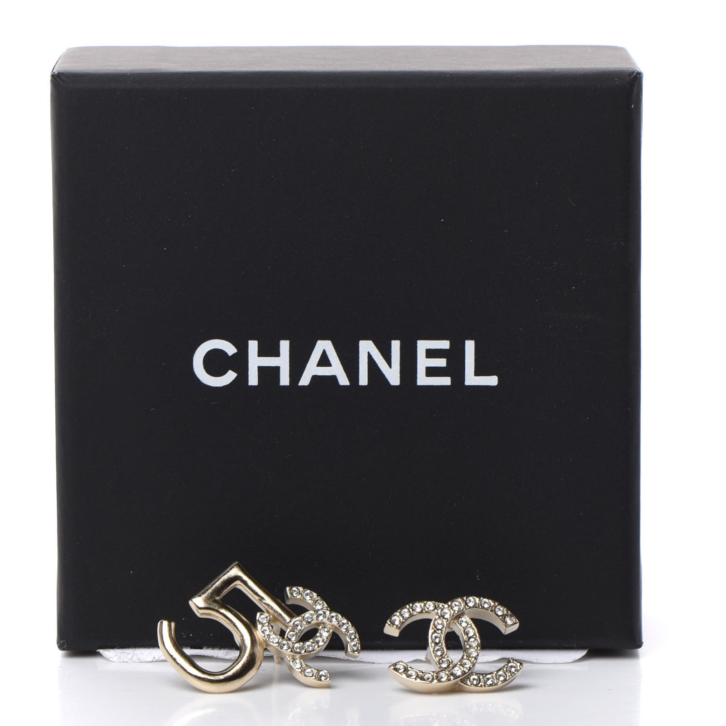 Crystal CC No 5 Earrings Gold