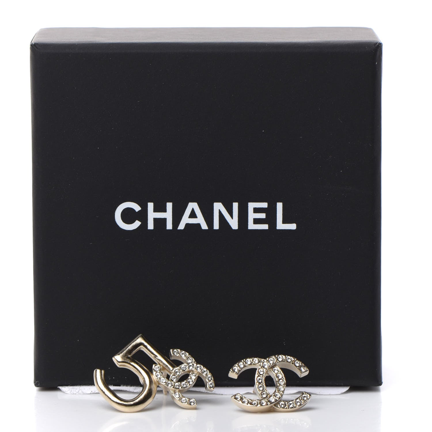 Chanel Crystal CC No 5 Earrings Gold 5 of 5