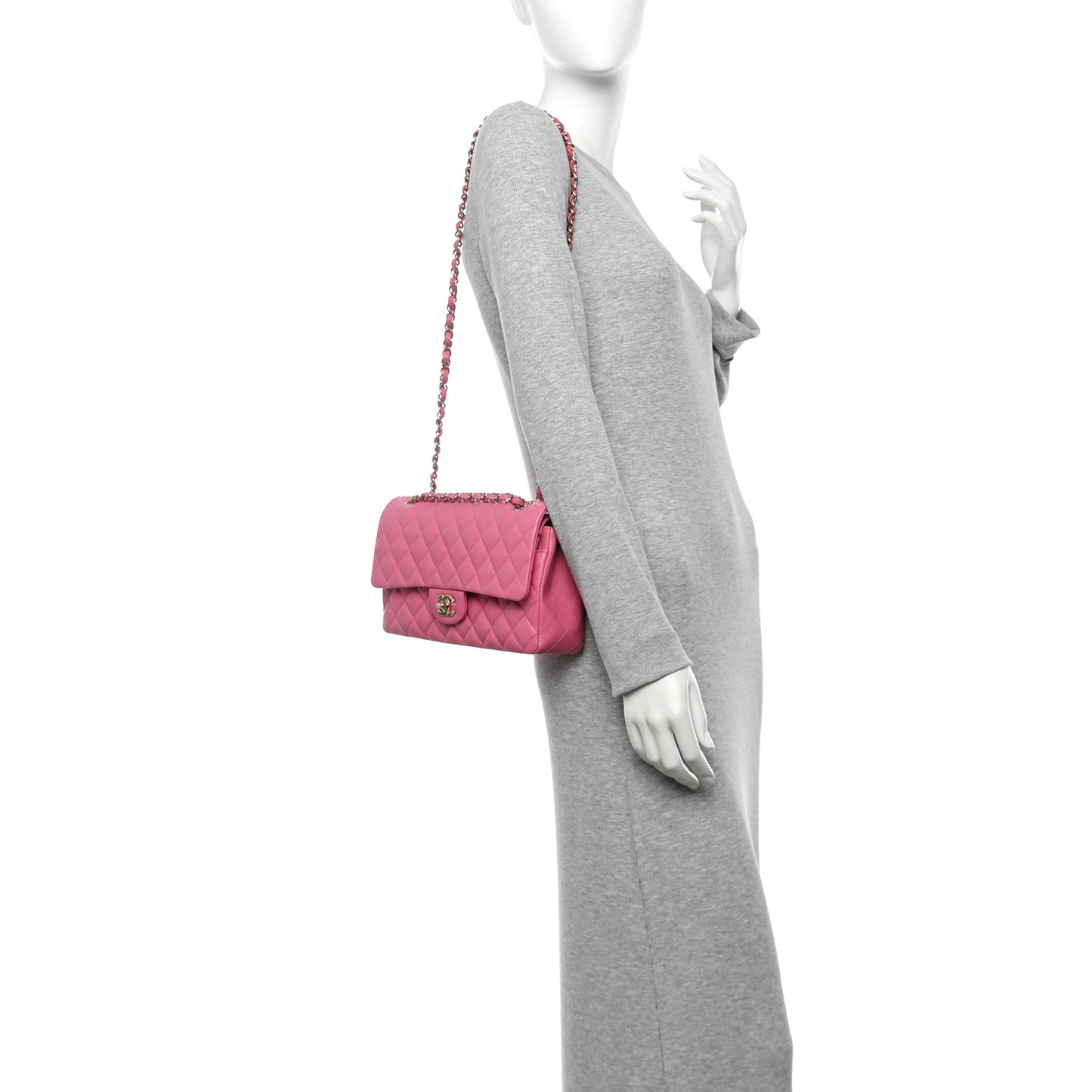 Caviar Quilted Medium Double Flap Pink