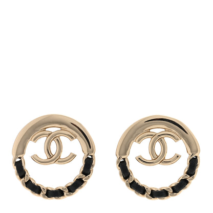 Chanel Lambskin Chain CC Round Earrings Gold Black 1 of 5