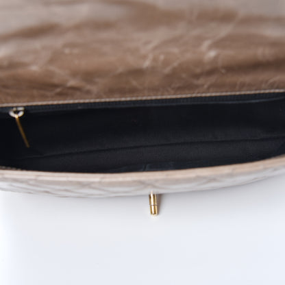 Chanel Glazed Calfskin Castle Rock Medium Flap Dark Beige 5 of 11