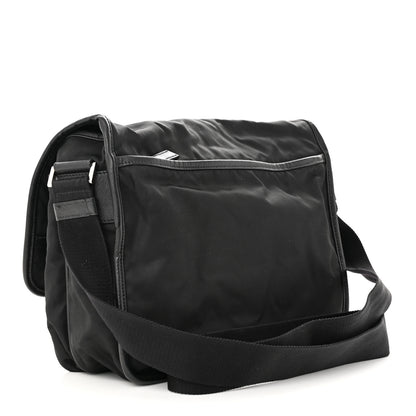 Prada Tessuto Nylon Saffiano Large Double Snap Buckle Messenger Bag Black 3 of 11