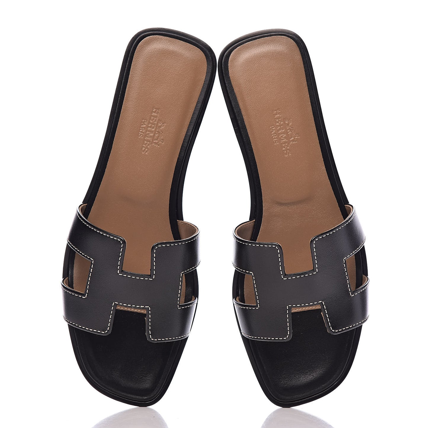 Box Calfskin Oran Sandals 36 Black