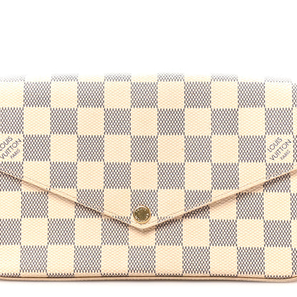 Louis Vuitton Damier Azur Pochette Felicie Chain Wallet Rose Ballerine 8 of 11