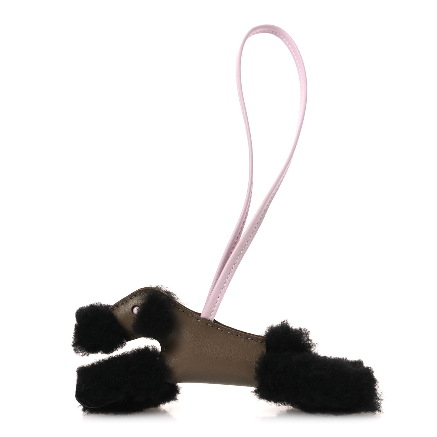Milo Lambskin Shearling Budy Charm Black Etoupe Rose Darling