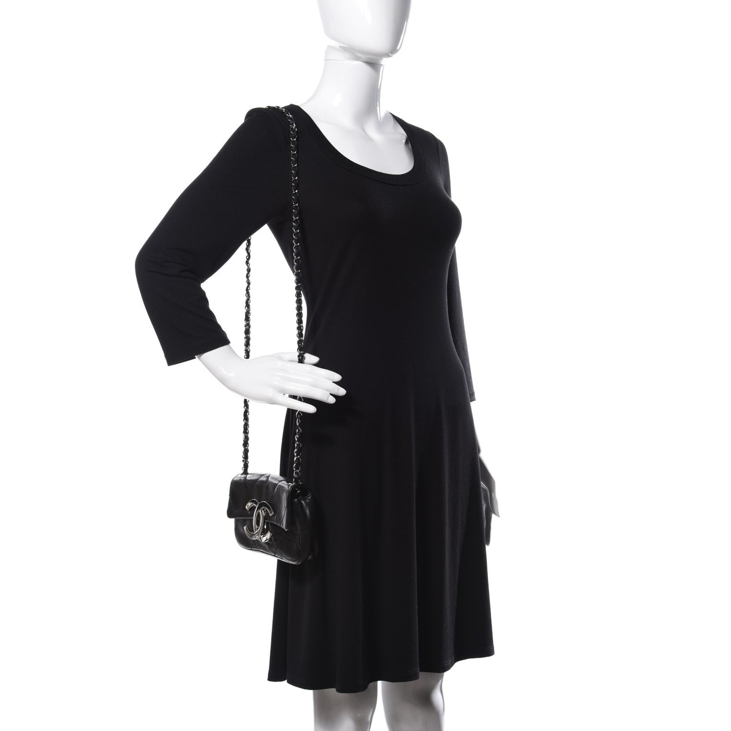 Lambskin Diamond Stitched Mini Flap Black