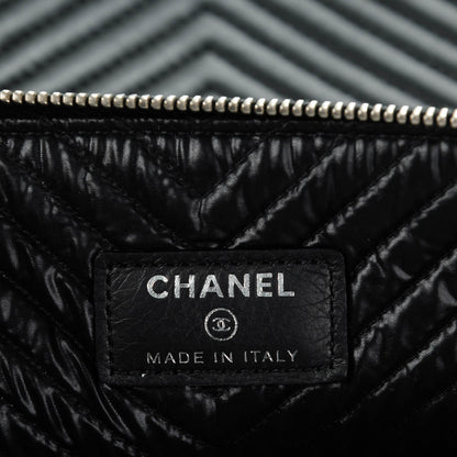 Chanel Calfskin Chevron Large Boy Cosmetic Case Black 6 of 7