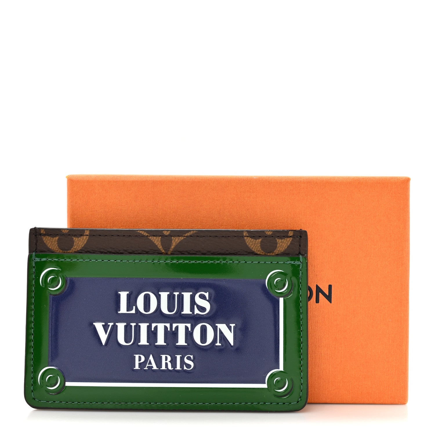 Louis Vuitton Monogram Calfskin Simple Card Holder Blue Green 7 of 7