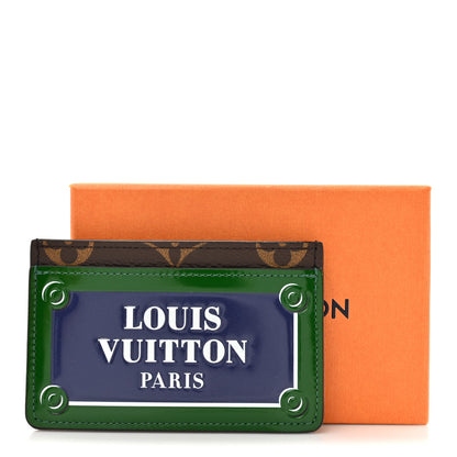 Louis Vuitton Monogram Calfskin Simple Card Holder Blue Green 7 of 7
