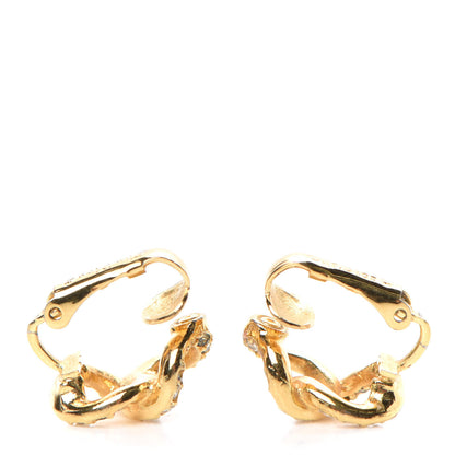 Christian Dior Crystal Infinity Logo Clip On Earrings Gold 3 of 4