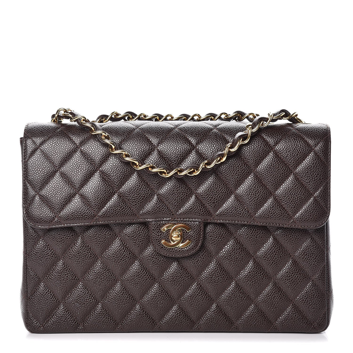 Chanel Caviar Quilted Jumbo Single Flap Brown 1 of 9