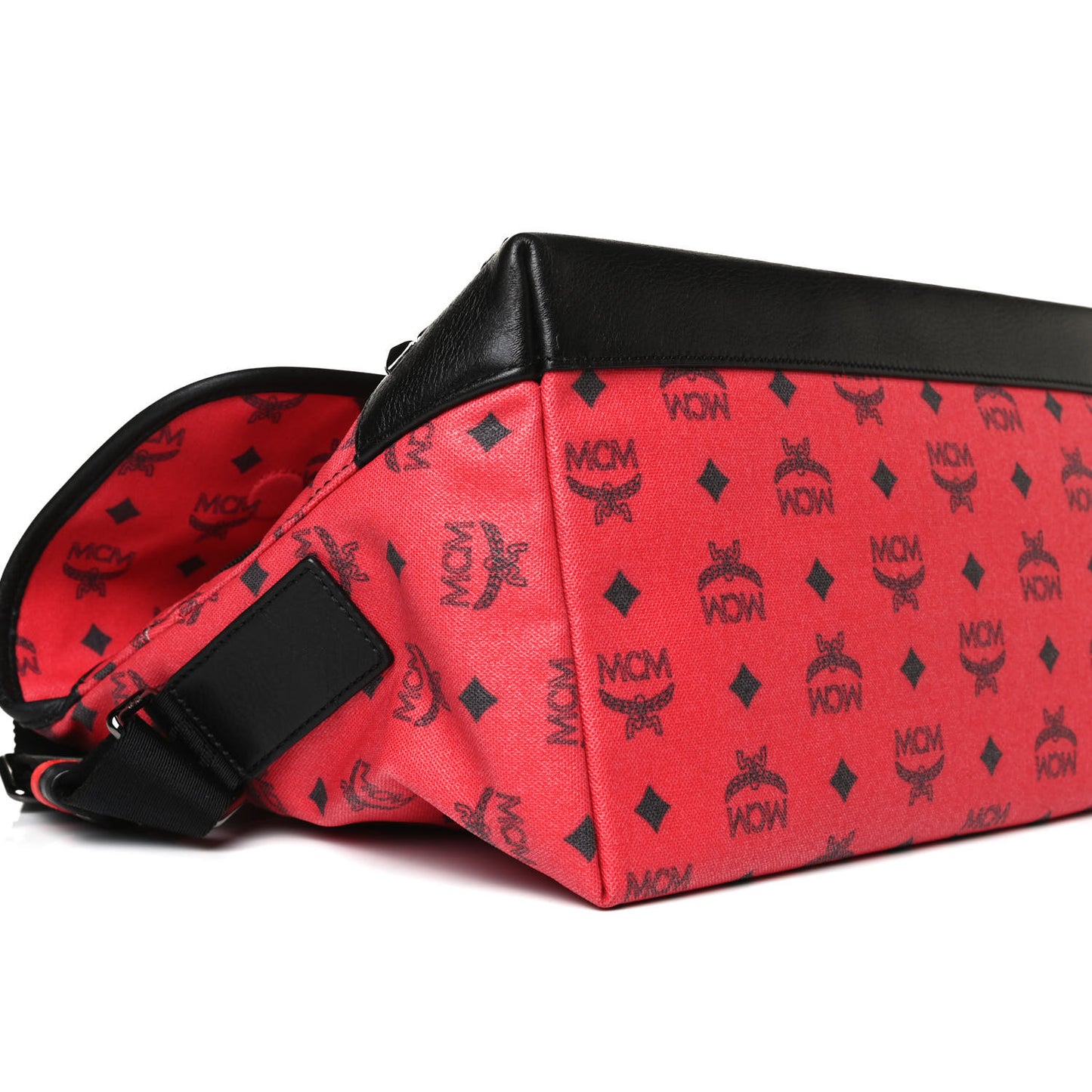 X Ekocycle Monogram Coated Canvas Studded Messenger Bag Red