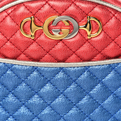 Gucci Laminated Nappa Trapuntata Mini Zumi Dome Shoulder Bag Rosso Marine Argento 7 of 9