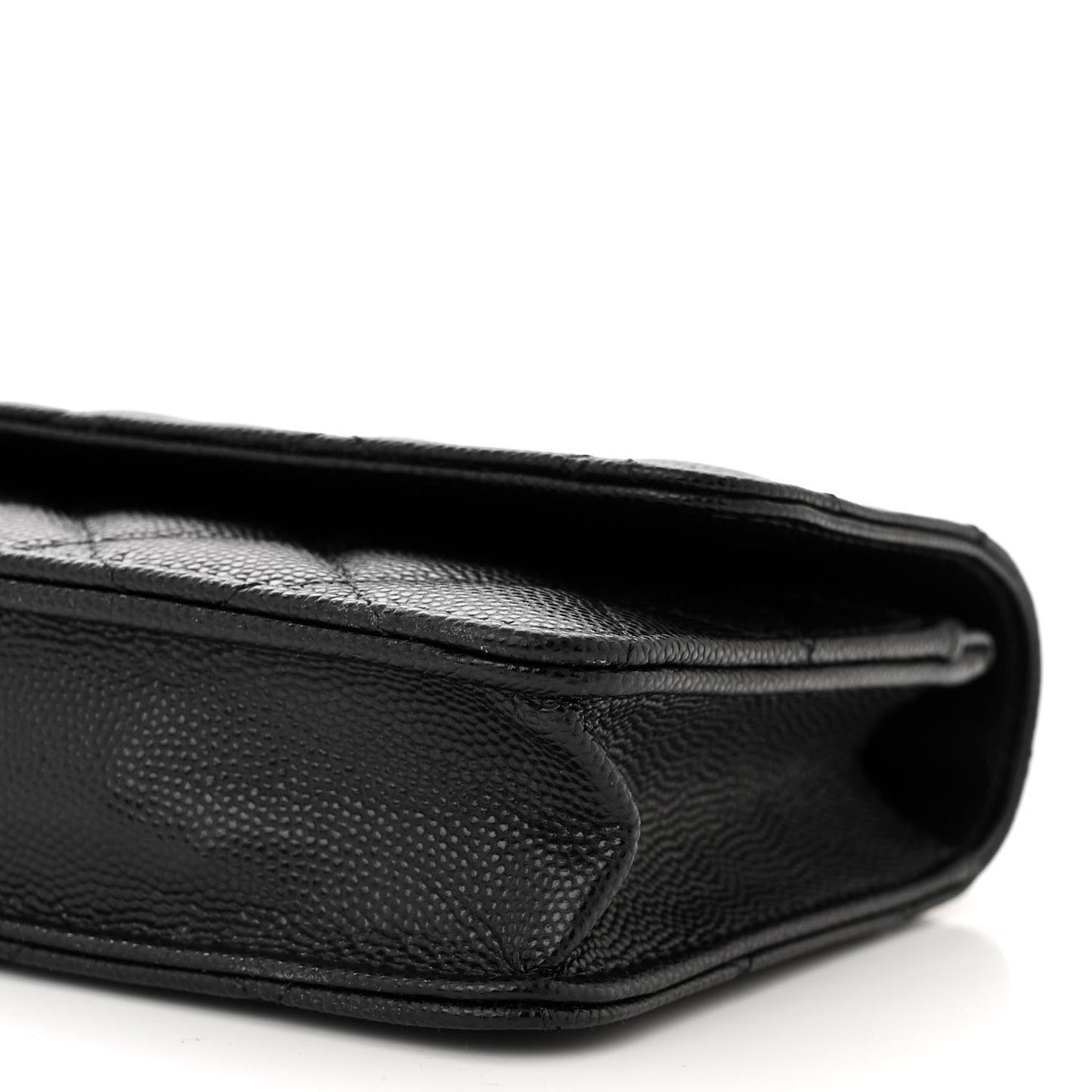 Caviar Quilted Coco Chanel Logo Clutch With Chain Flap Black