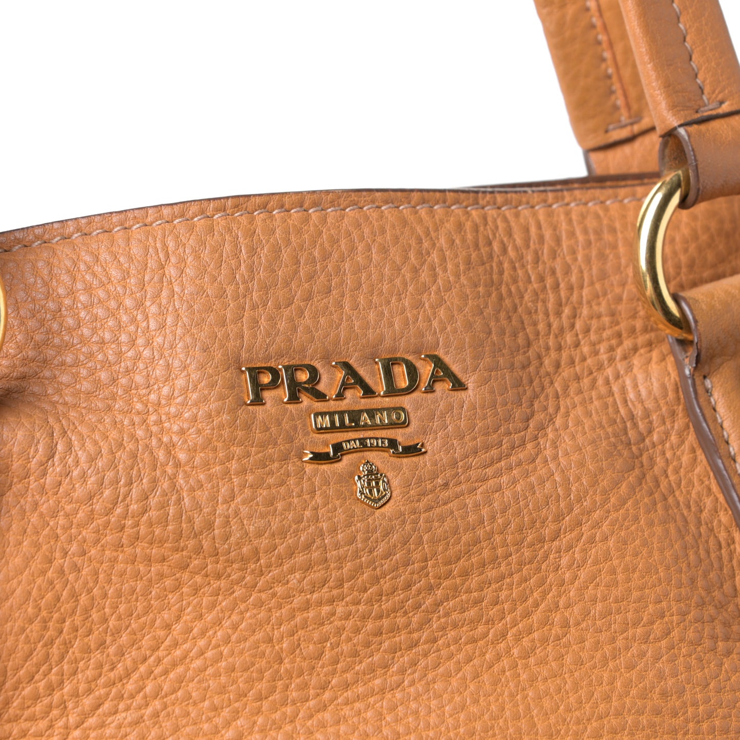 Vitello Daino Side Zip Shopping Tote Caramel