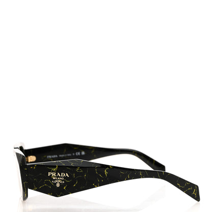 Prada Acetate Symbole Marbled Sunglasses SPR 17W Black Yellow 3 of 8
