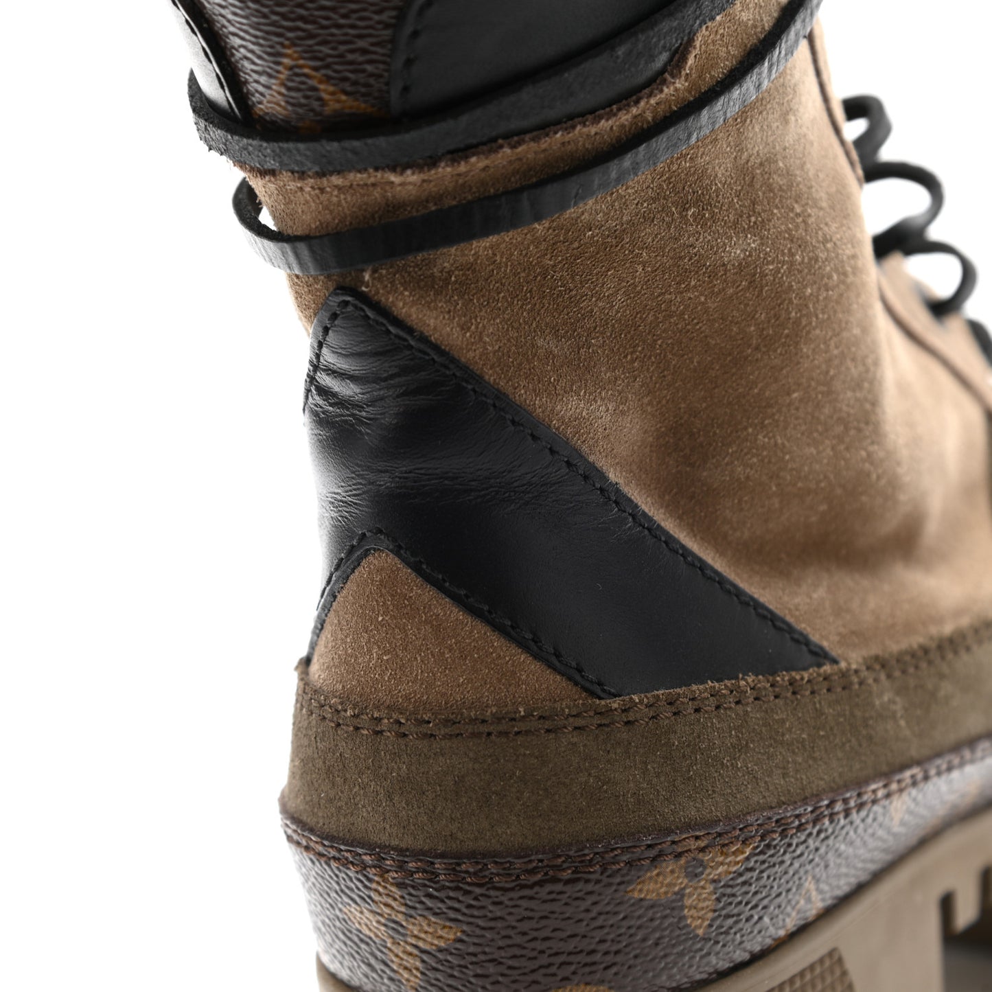 Suede Calfskin Monogram Laureate Platform Desert Boots 38 Taupe
