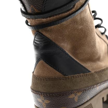 Louis Vuitton Suede Calfskin Monogram Laureate Platform Desert Boots 38 Taupe 15 of 17