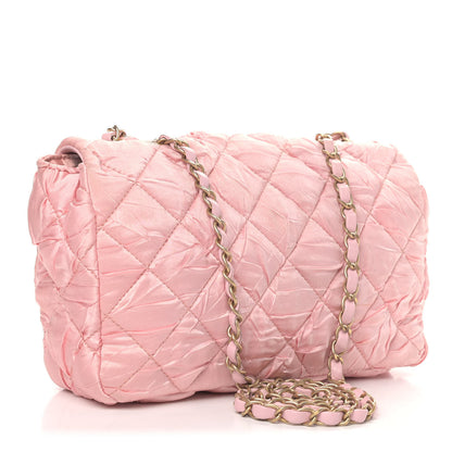 Chanel Satin Quilted Pleated Medium Single Flap Pink 2 of 5