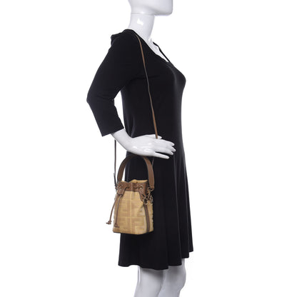Fendi Raffia Vitello King Lucido F is Fendi FF Embroidered Mini Mon Tresor Bucket Bag Grano Sand 2 of 10