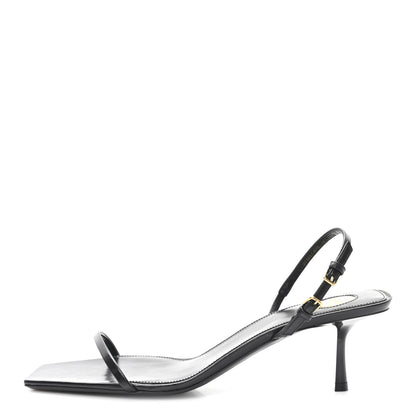 Saint Laurent Satin Slingback Jaspe 55 Sandals  41 Black 1 of 8