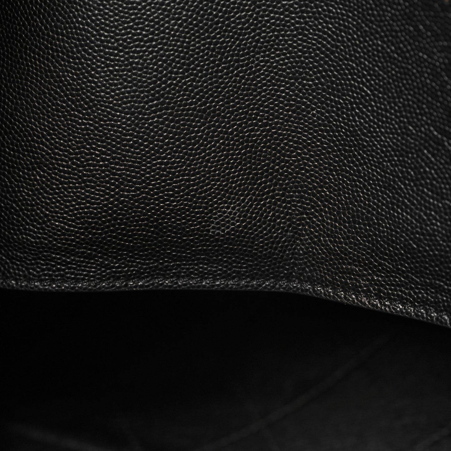 Caviar Stitched Large Shopping Tote Black