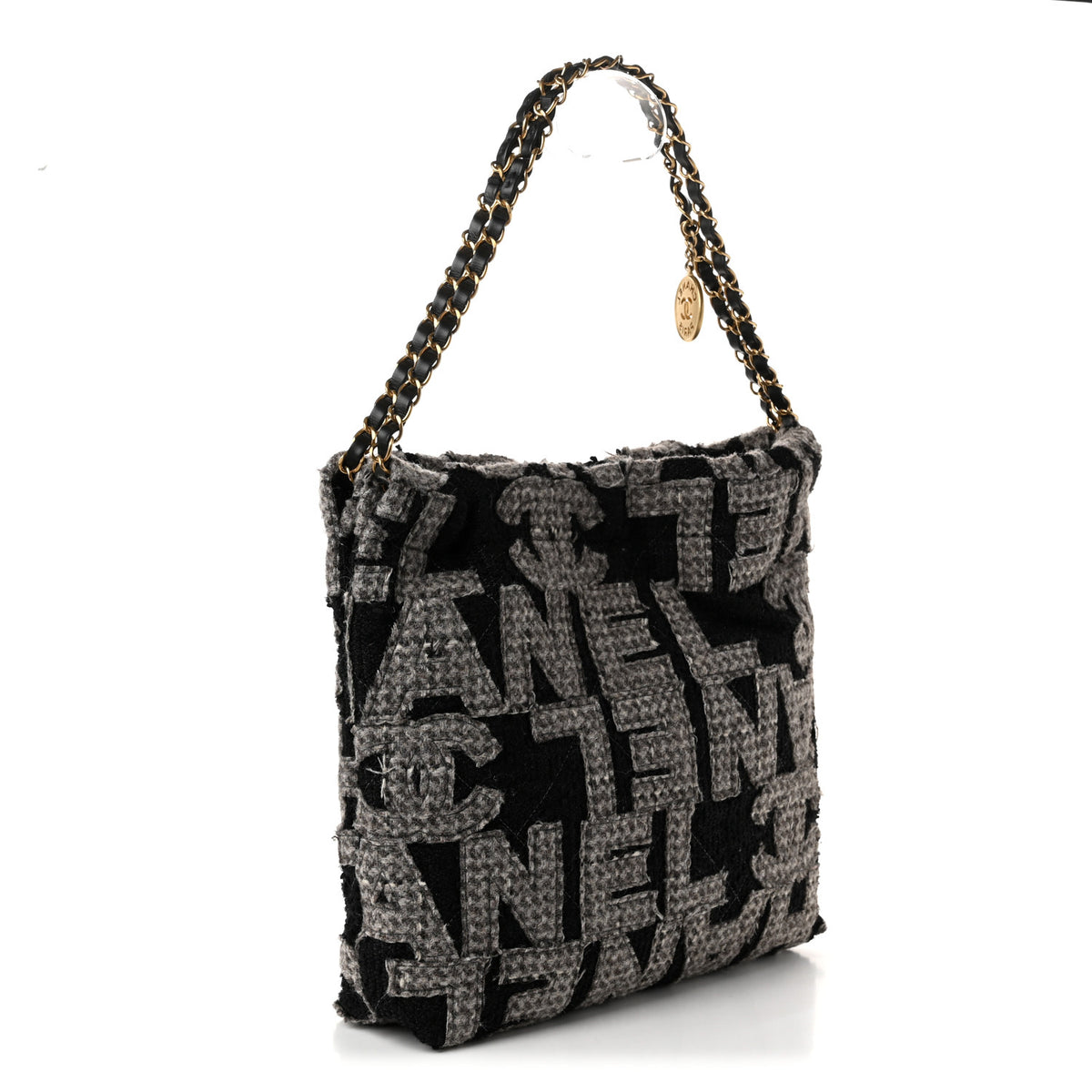 Chanel Wool Tweed Quilted Chanel 22 Grey Black 7 of 21
