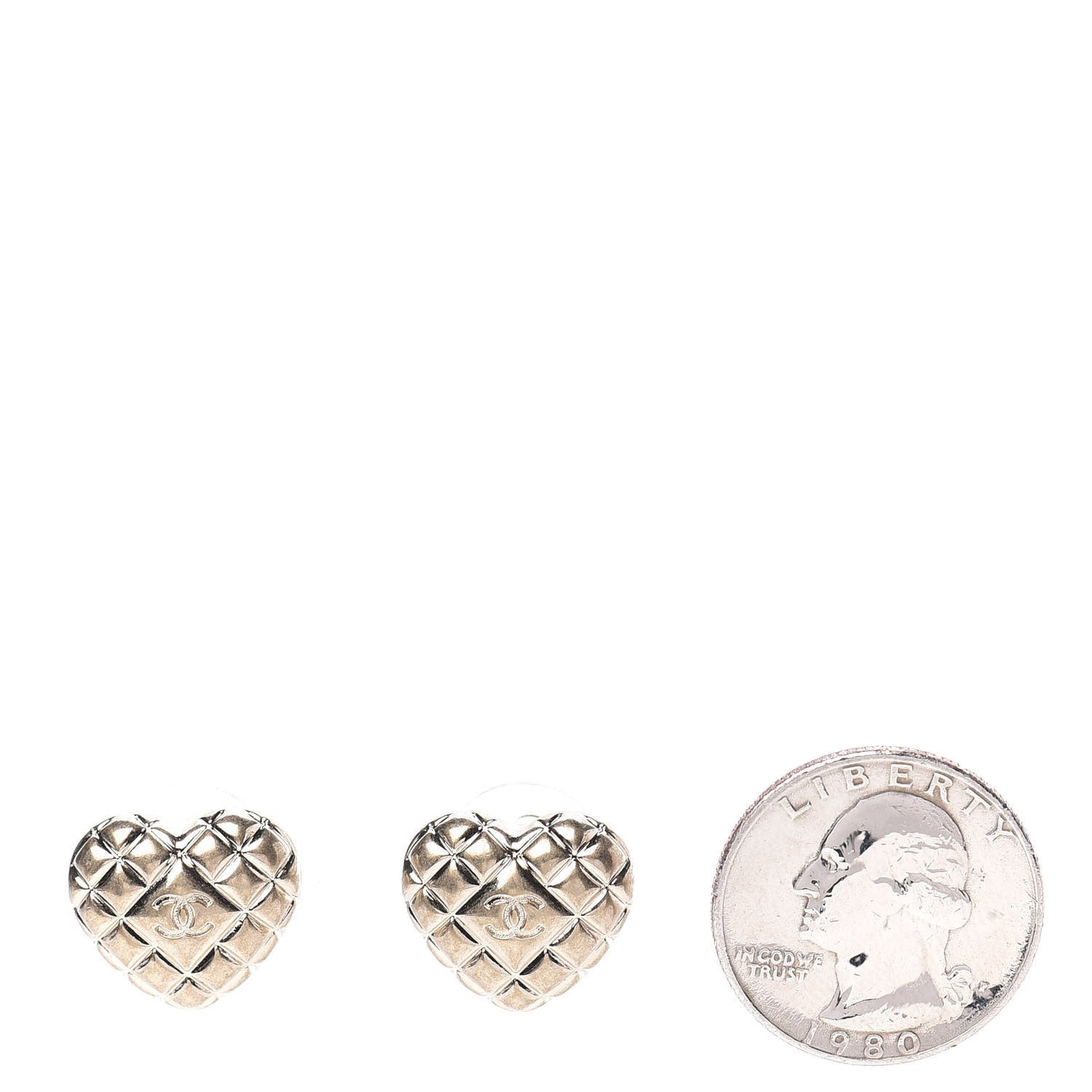 Quilted CC Heart Earrings Gold
