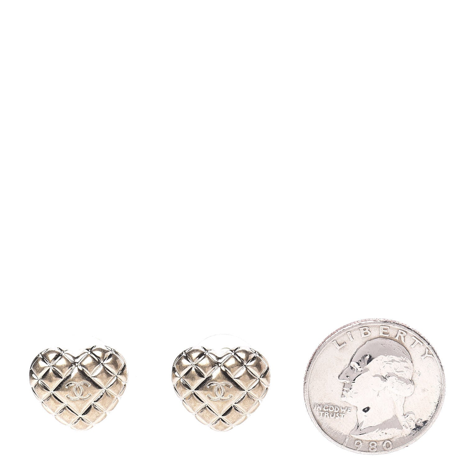 Chanel Quilted CC Heart Earrings Gold 2 of 5