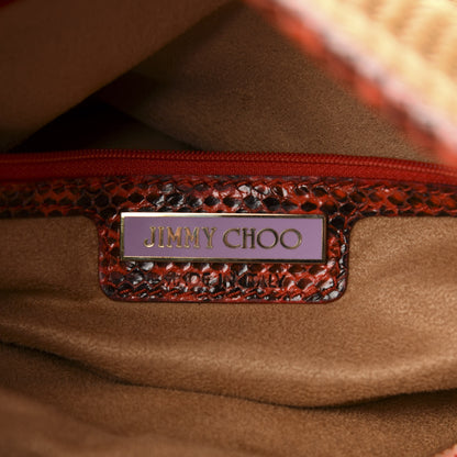 Jimmy Choo Raffia Snakeskin Sky Hobo Orange 6 of 10