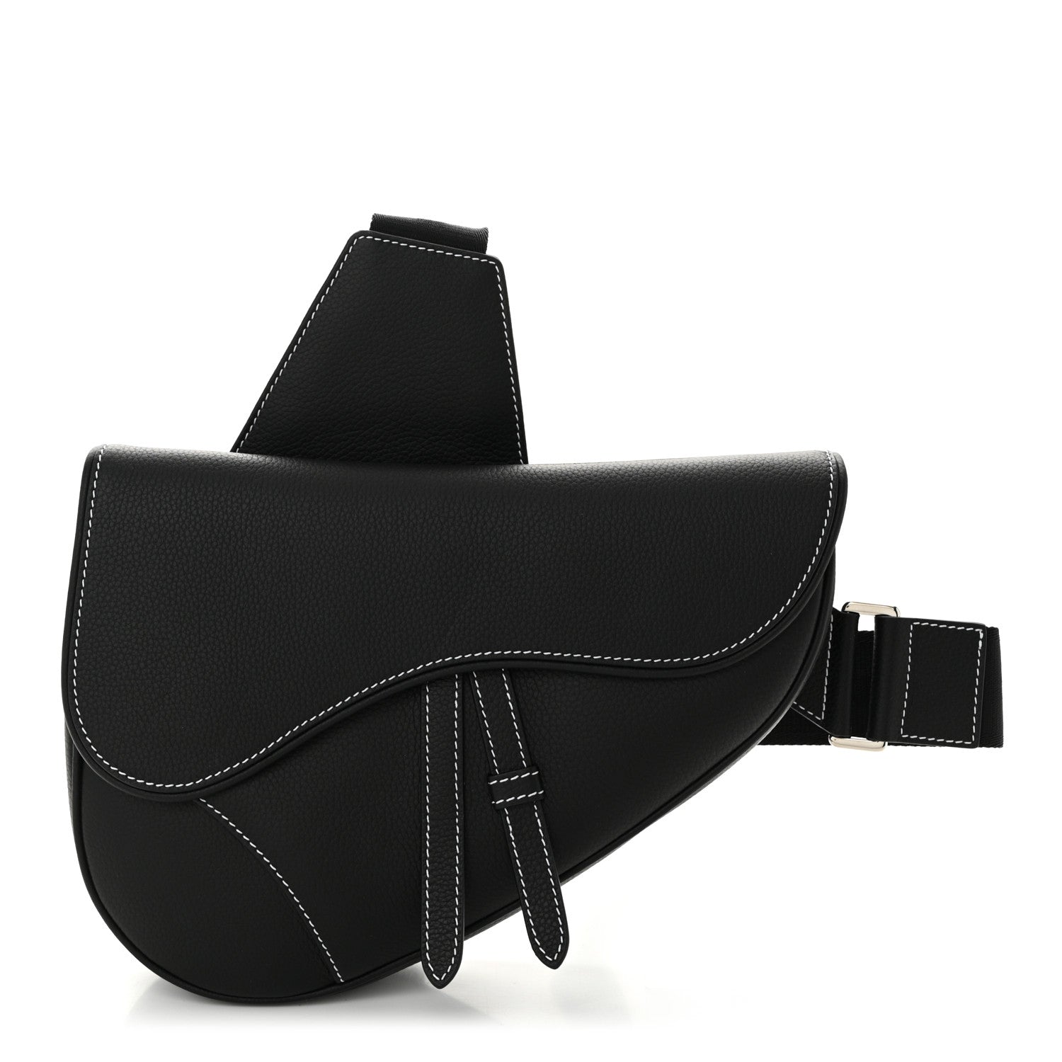Christian Dior Grained Calfskin Mens Saddle Bag Black 1 of 11