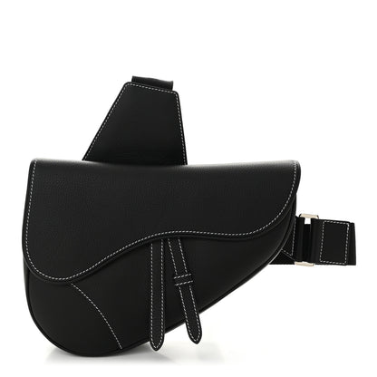 Christian Dior Grained Calfskin Mens Saddle Bag Black 1 of 11