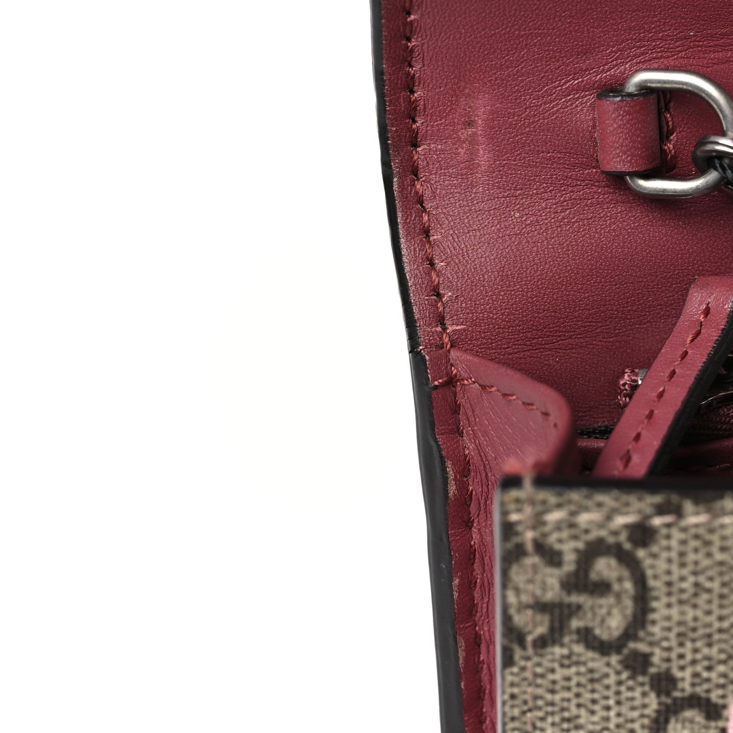 GG Supreme Monogram Blooms Chain Wallet Beige Multicolor Dry Rose