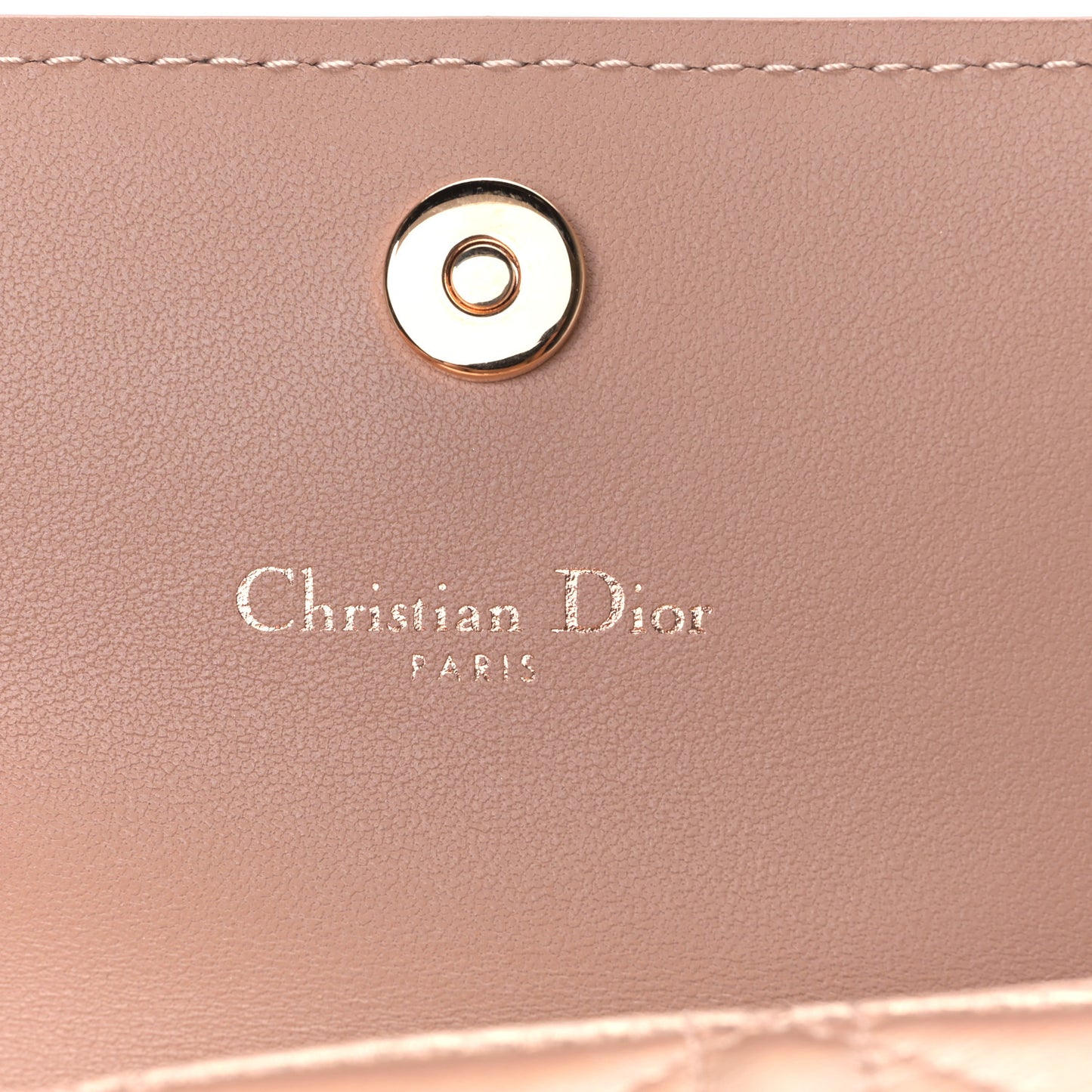Metallic Lambskin Cannage Caro Glycine Wallet Pink