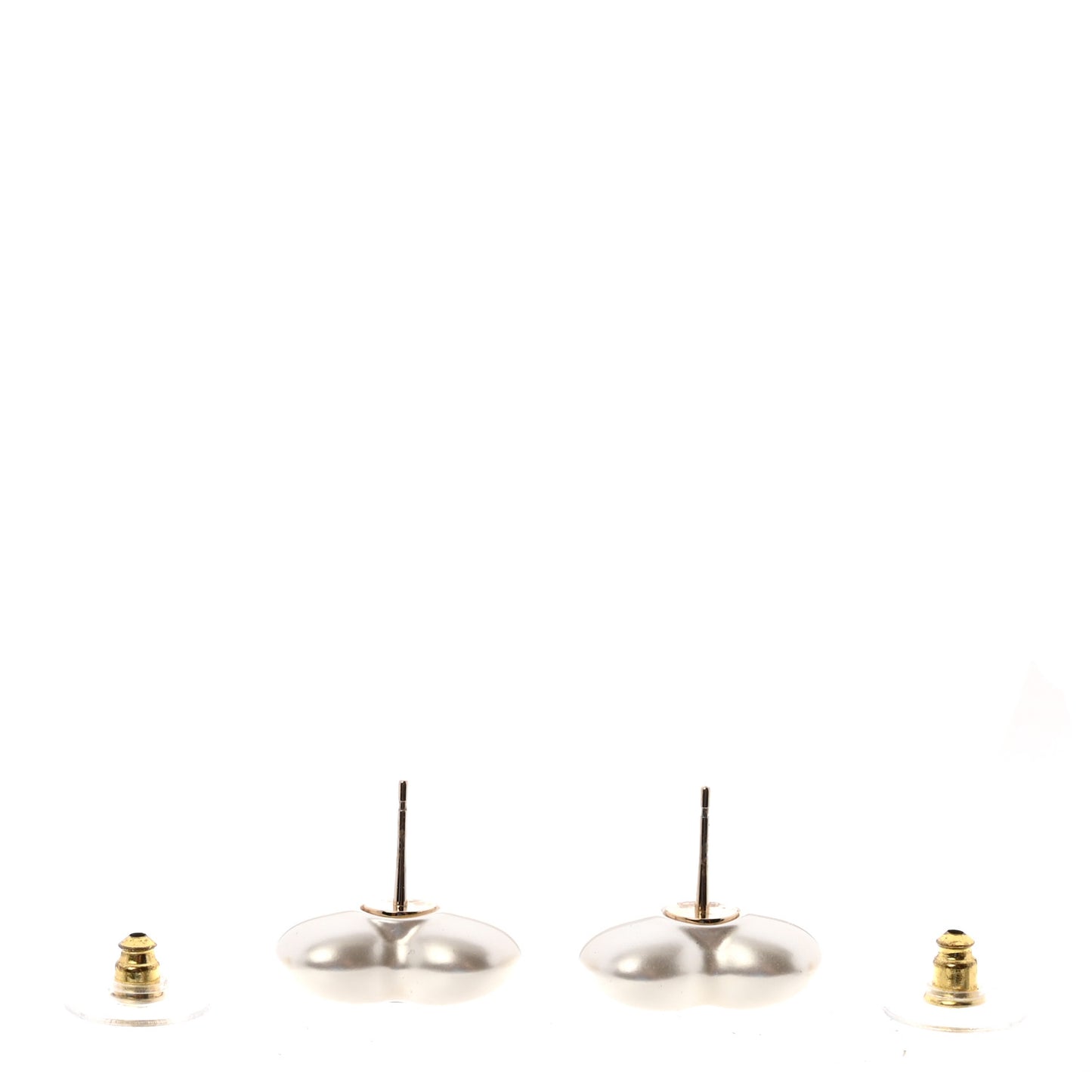 Pearl Crystal CC Heart Earrings Gold